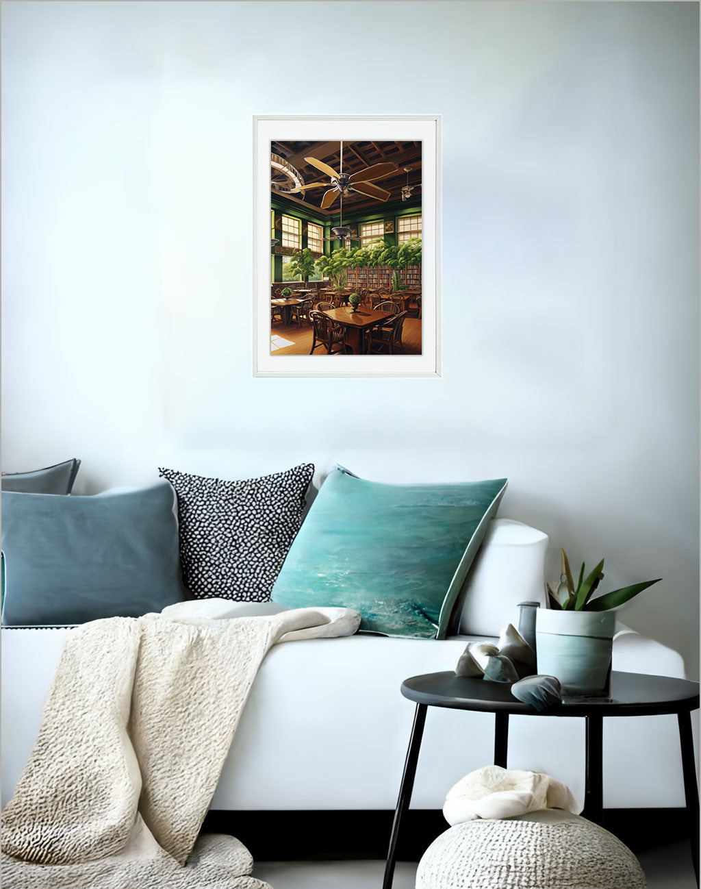 扇風機のアートポスターソファ配置イメージ