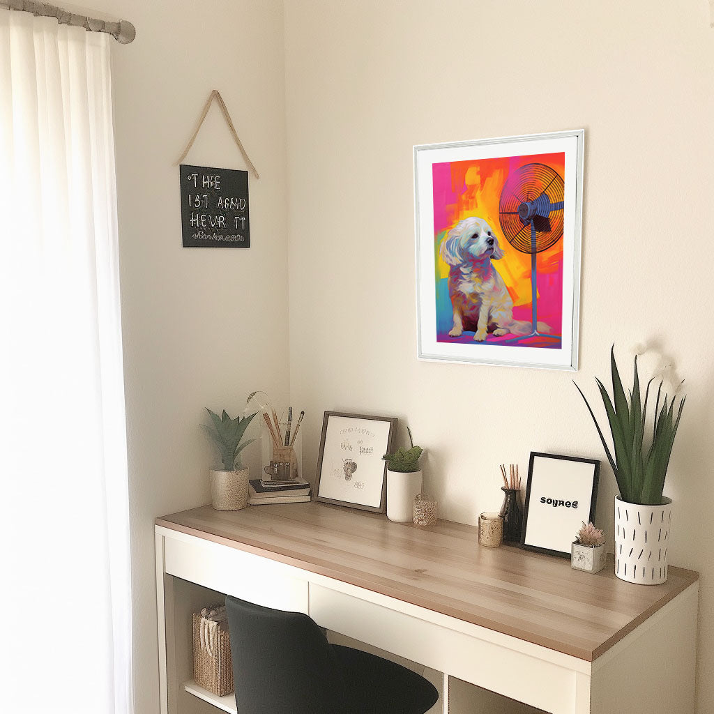 扇風機のアートポスター机配置イメージ