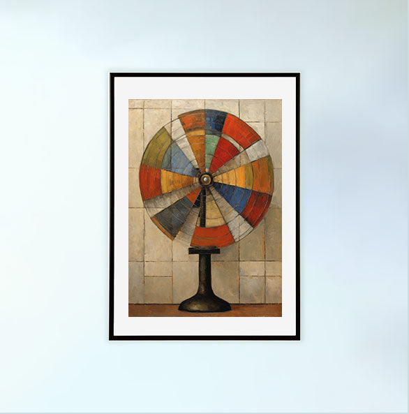 扇風機のアートポスター黒フレームあり