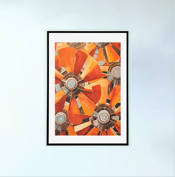 扇風機のアートポスター黒フレームあり