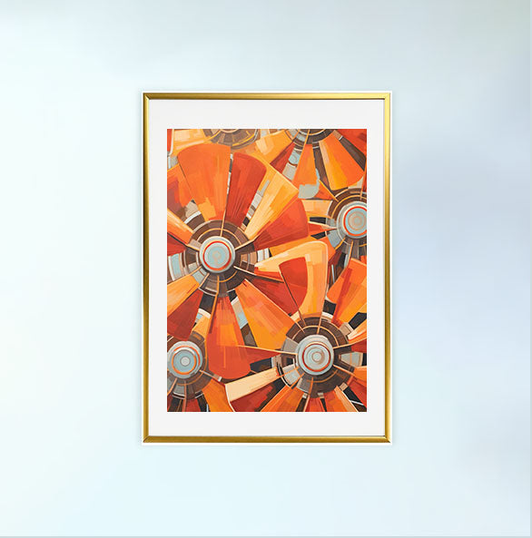 扇風機のアートポスター金フレームあり