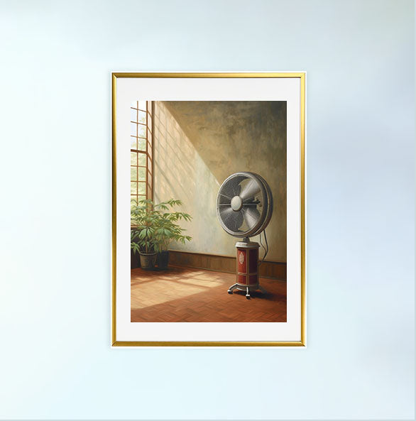 扇風機のアートポスター金フレームあり