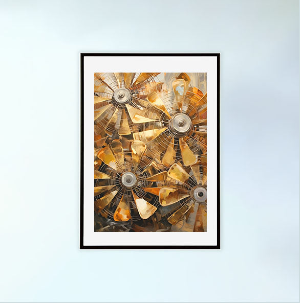 扇風機のアートポスター黒フレームあり