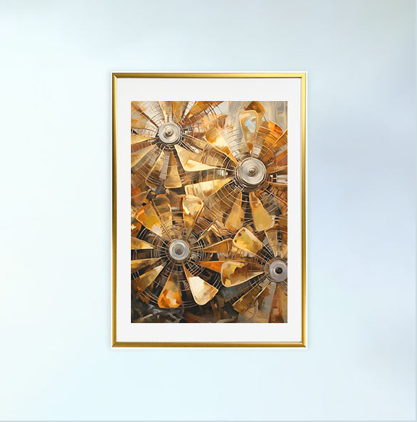 扇風機のアートポスター金フレームあり