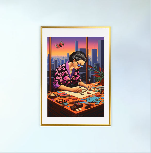 ファッションのアートポスター金フレームあり