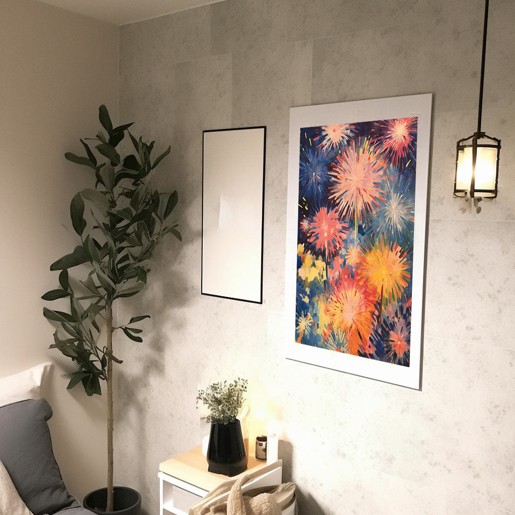 花火大会のアートポスター廊下配置イメージ