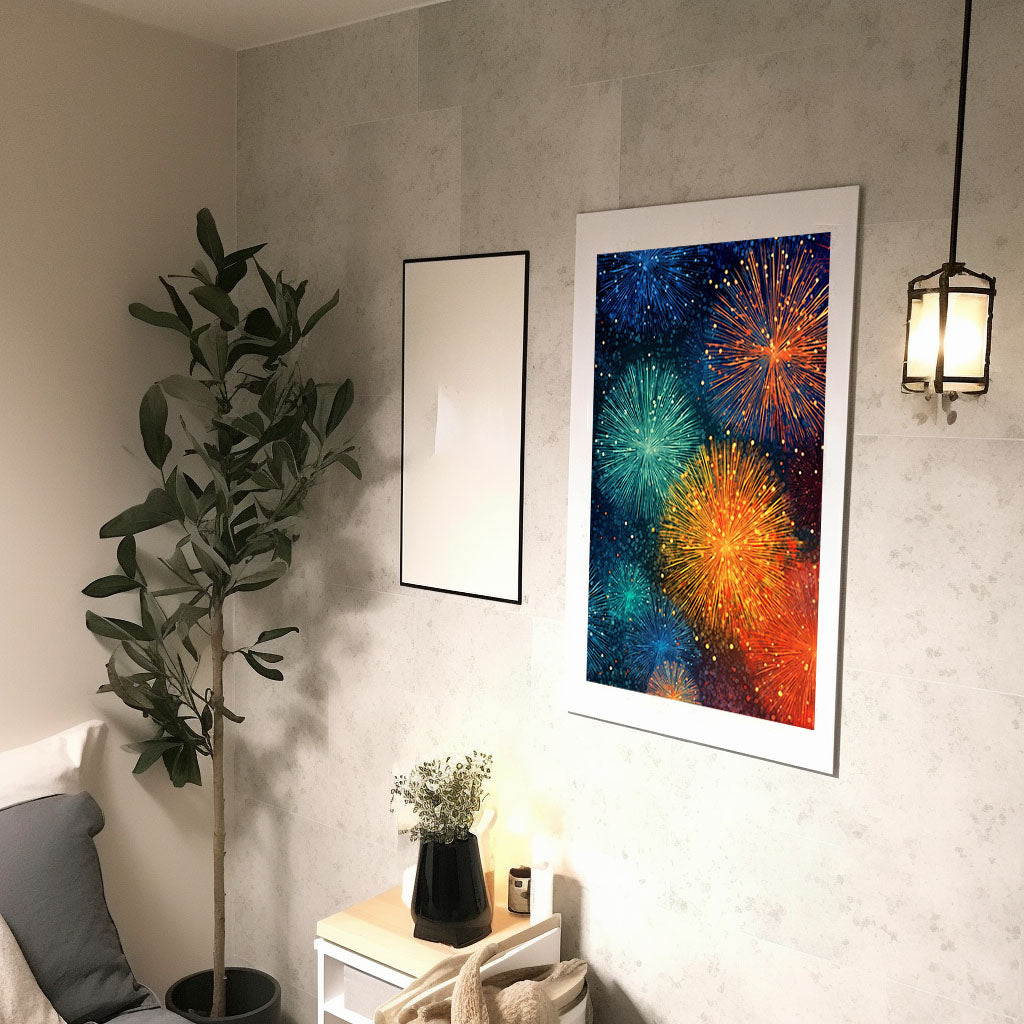 花火大会のアートポスター廊下配置イメージ