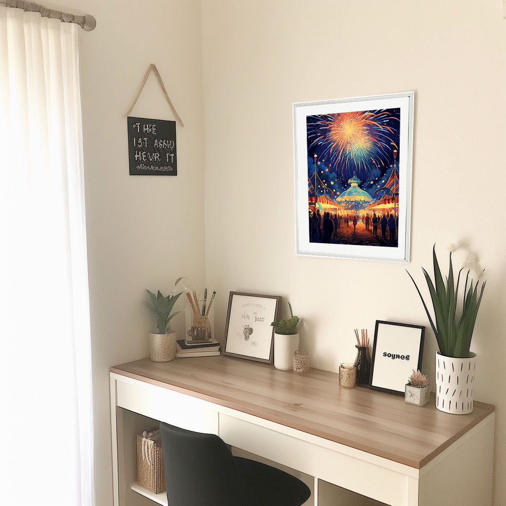 花火大会のアートポスター机配置イメージ