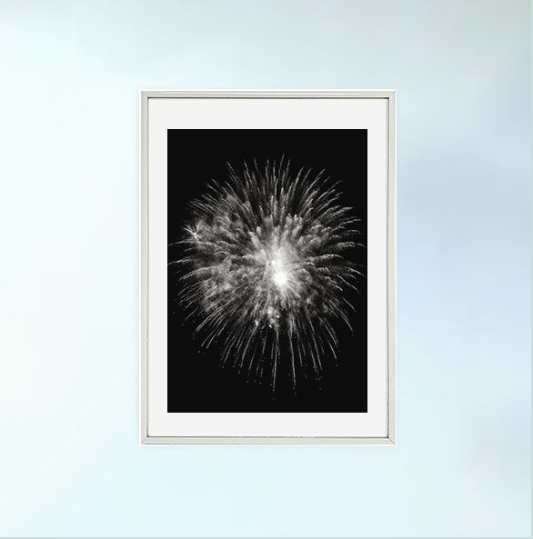 花火大会のアートポスター銀フレームあり
