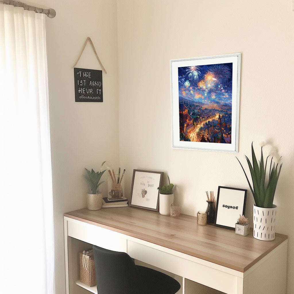 花火大会のアートポスター机配置イメージ