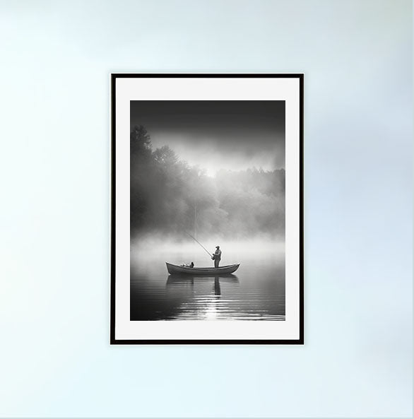 釣りのアートポスター黒フレームあり