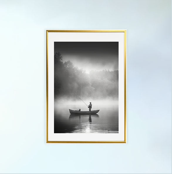 釣りのアートポスター金フレームあり