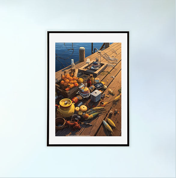 釣りのアートポスター黒フレームあり