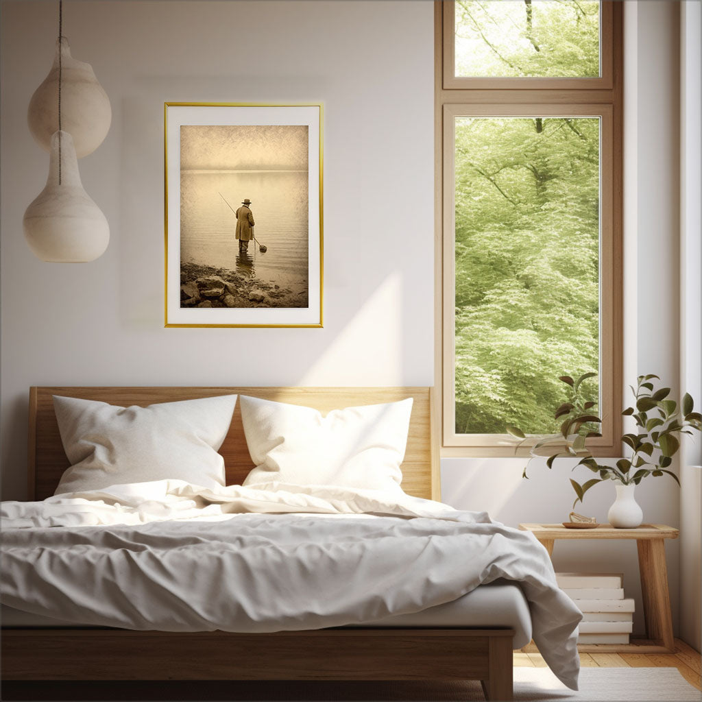 釣りのアートポスター寝室配置イメージ