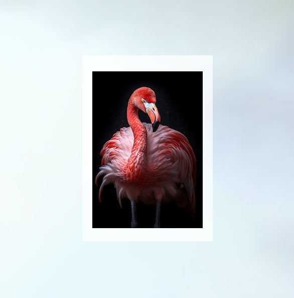 フラミンゴのアートポスター原画のみ設置イメージ