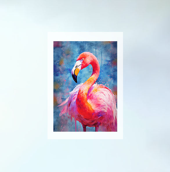 フラミンゴのアートポスター原画のみ設置イメージ