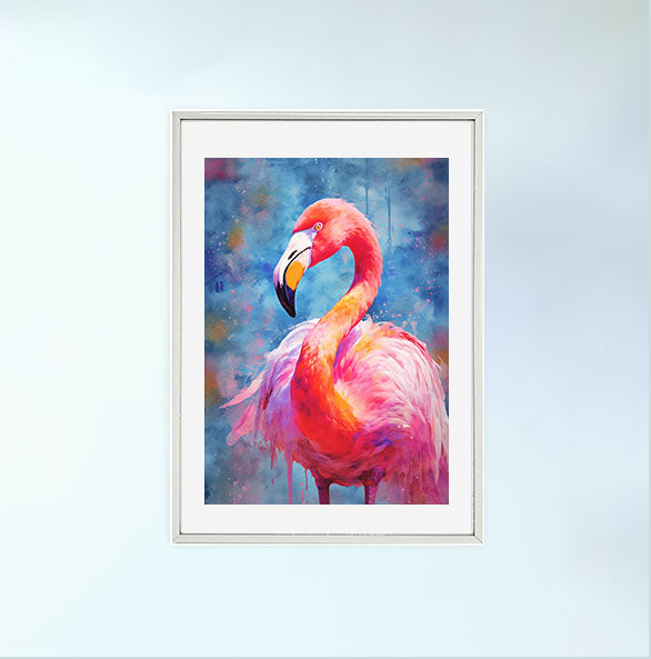 フラミンゴのアートポスター銀フレームあり