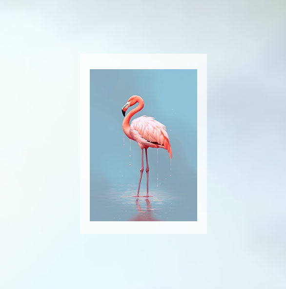 フラミンゴのアートポスター原画のみ設置イメージ