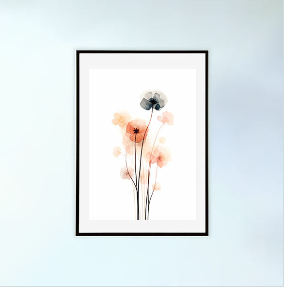 春の花のアートポスター黒フレームあり