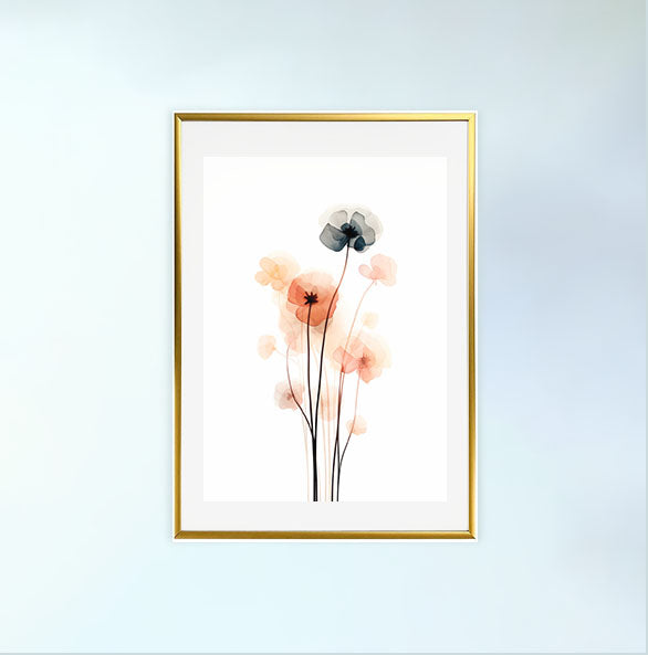 春の花のアートポスター金フレームあり