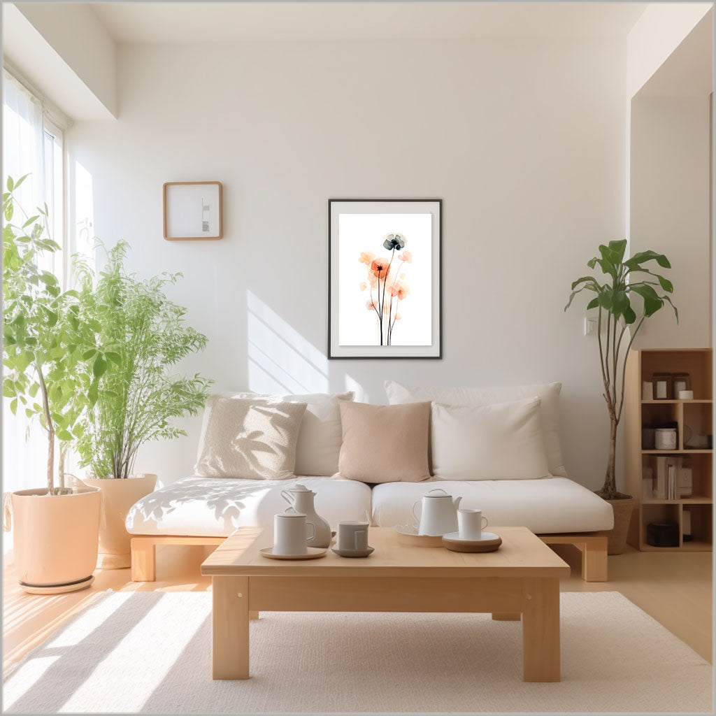 春の花のアートポスターリビング配置イメージ