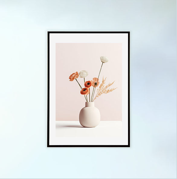 春の花のアートポスター黒フレームあり