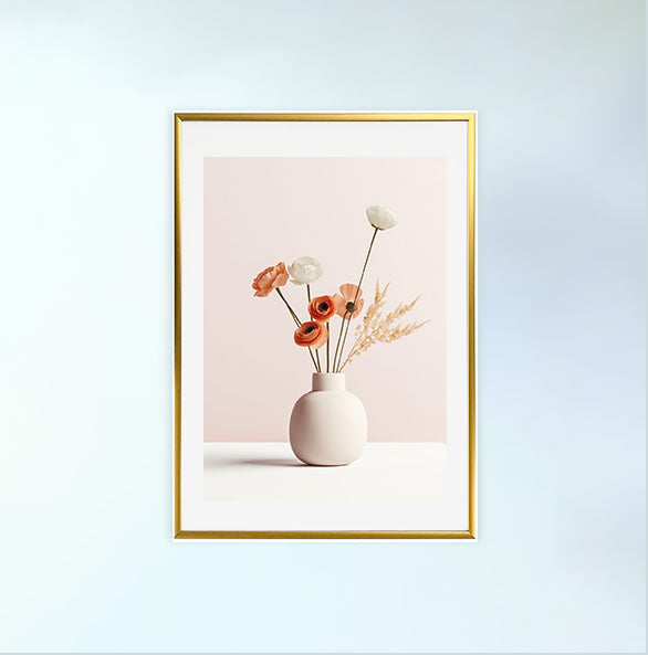 春の花のアートポスター金フレームあり