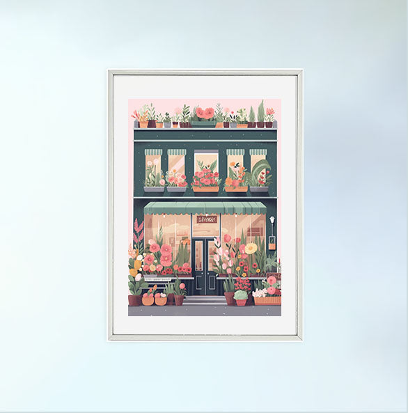 春の花のアートポスター銀フレームあり