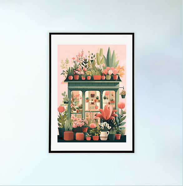 春の花のアートポスター黒フレームあり