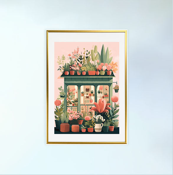 春の花のアートポスター金フレームあり