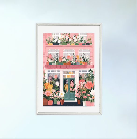 春の花のアートポスター銀フレームあり