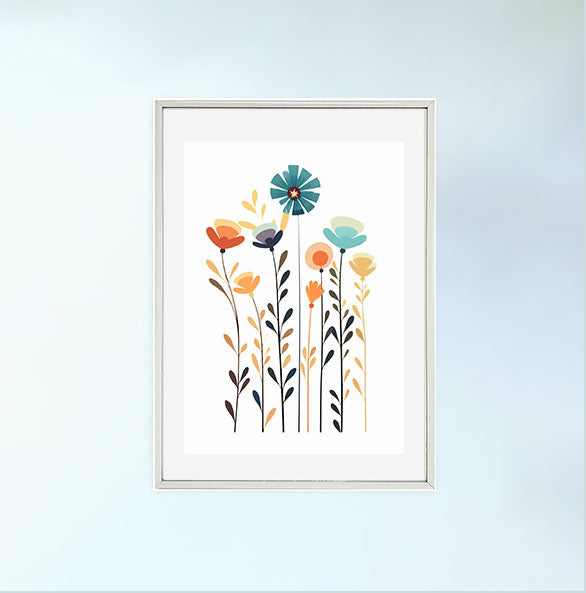 春の花のアートポスター銀フレームあり