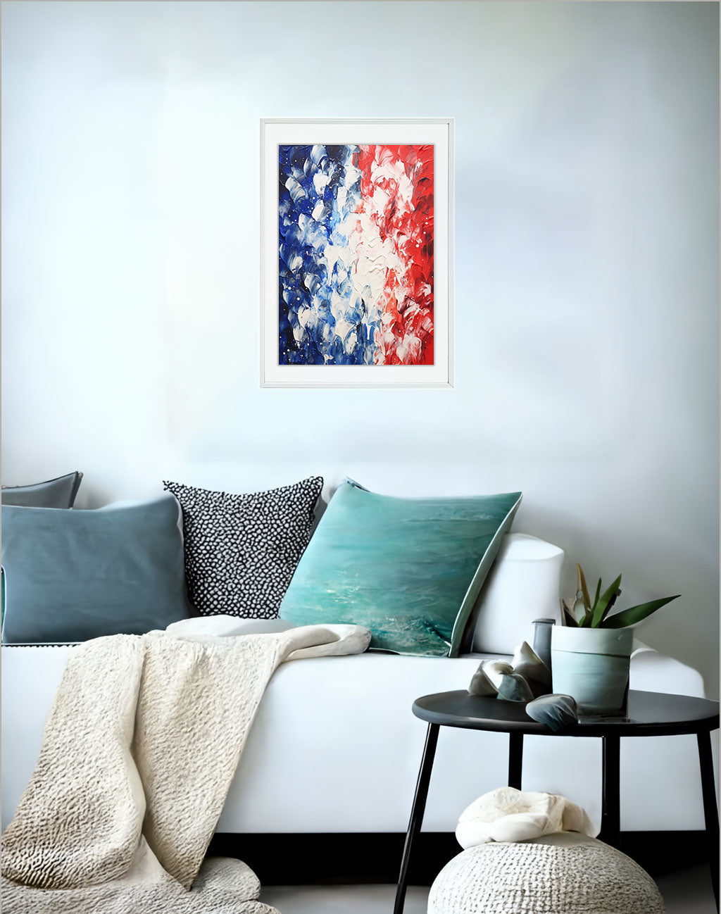 フランスのアートポスターソファ配置イメージ