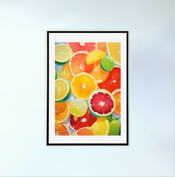 フルーツのアートポスター黒フレームあり