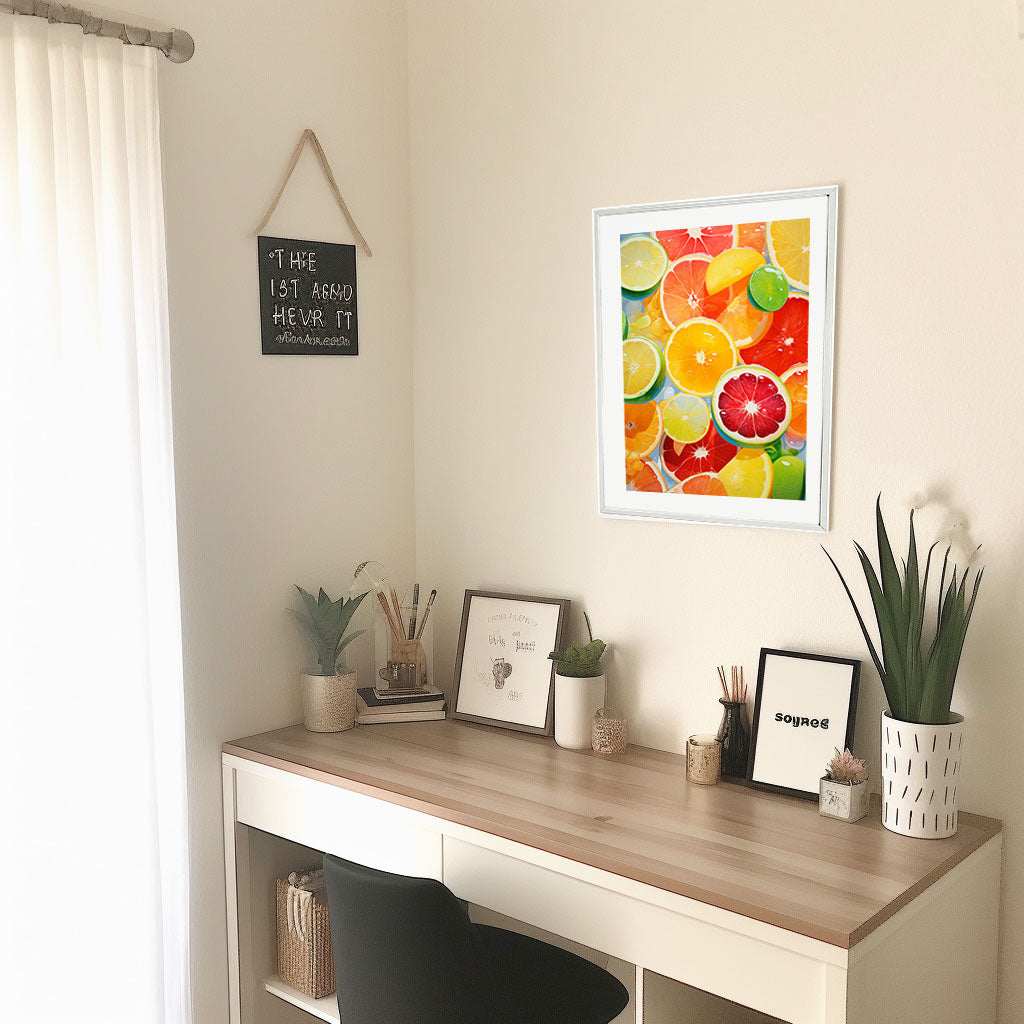 フルーツのアートポスター机配置イメージ
