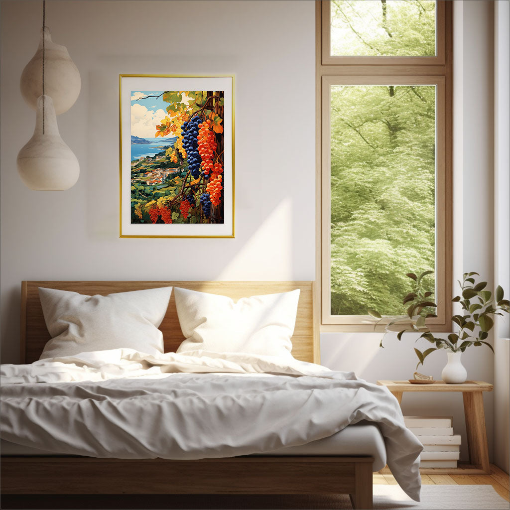フルーツのアートポスター寝室配置イメージ