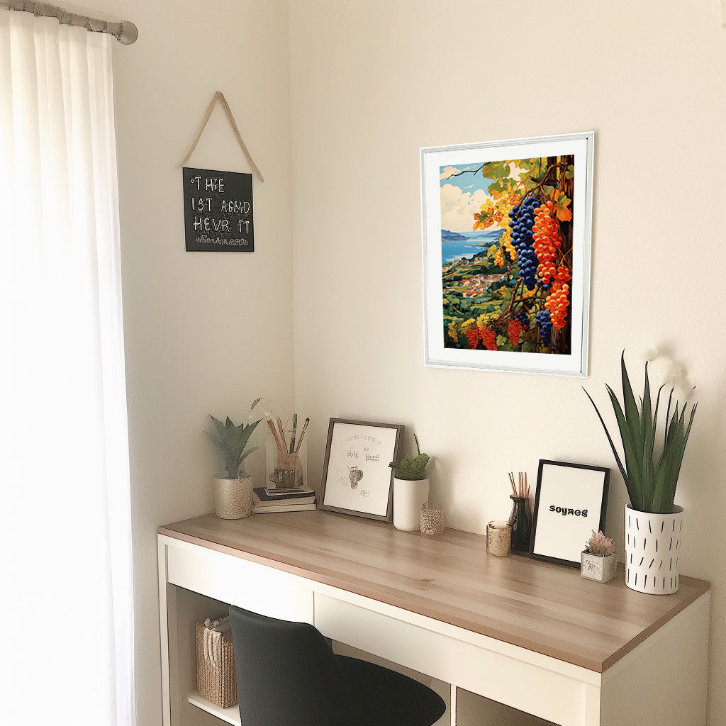 フルーツのアートポスター机配置イメージ