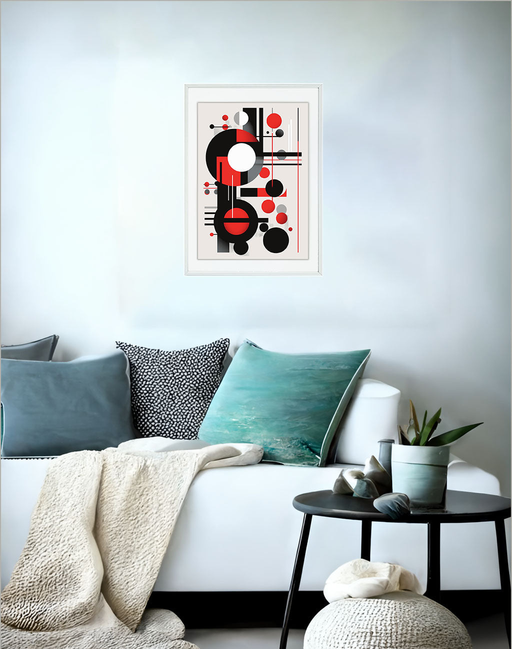 グラフィティアートのアートポスターソファ配置イメージ