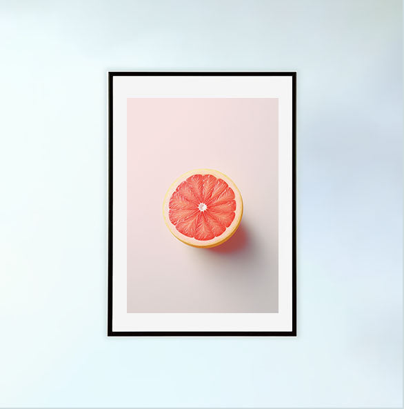 グレープフルーツのアートポスター黒フレームあり