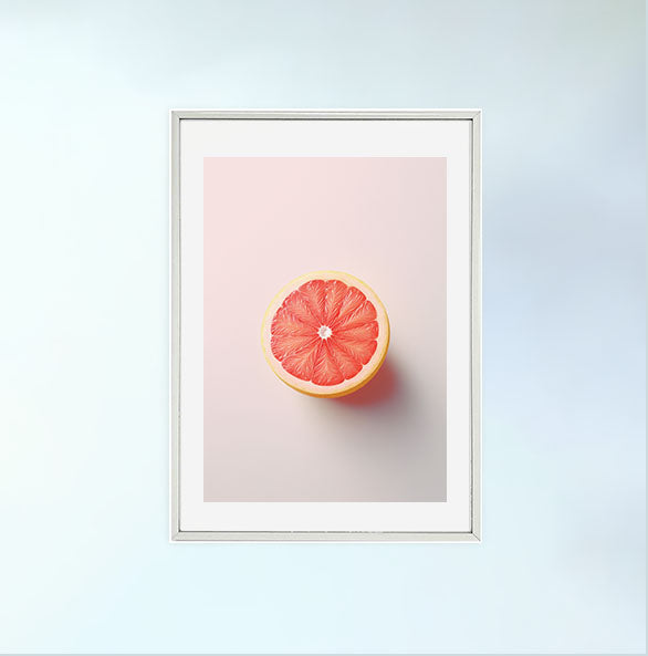 グレープフルーツのアートポスター銀フレームあり
