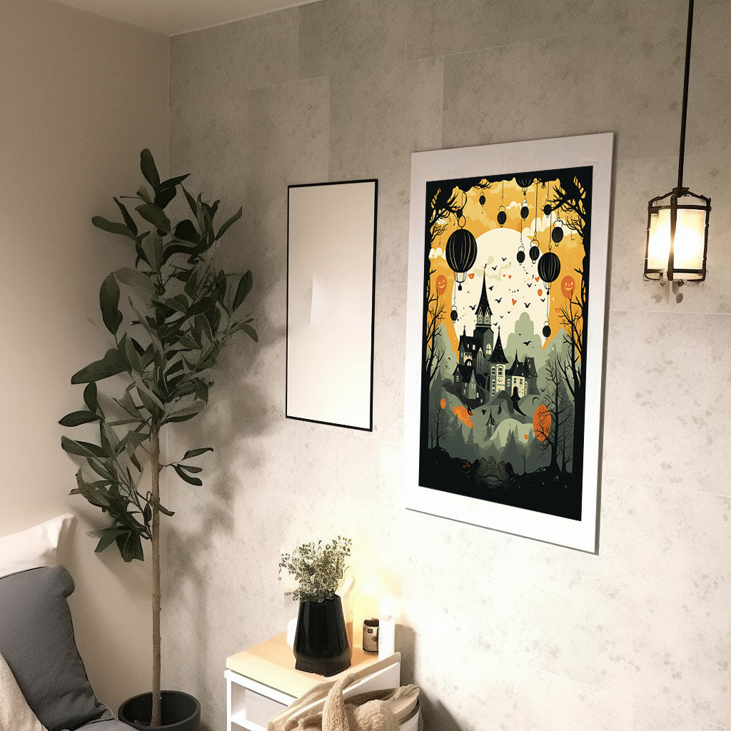 ハロウィンのアートポスター廊下配置イメージ