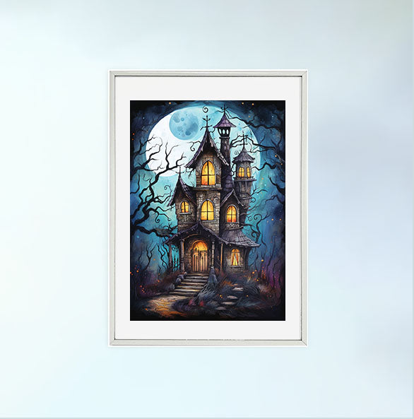 ハロウィンのアートポスター銀フレームあり