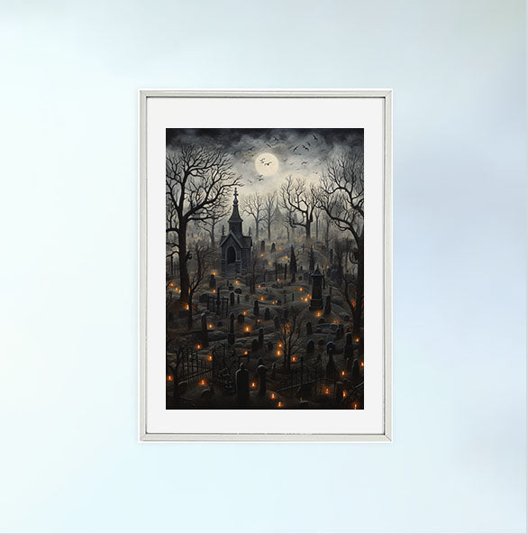 ハロウィンのアートポスター銀フレームあり