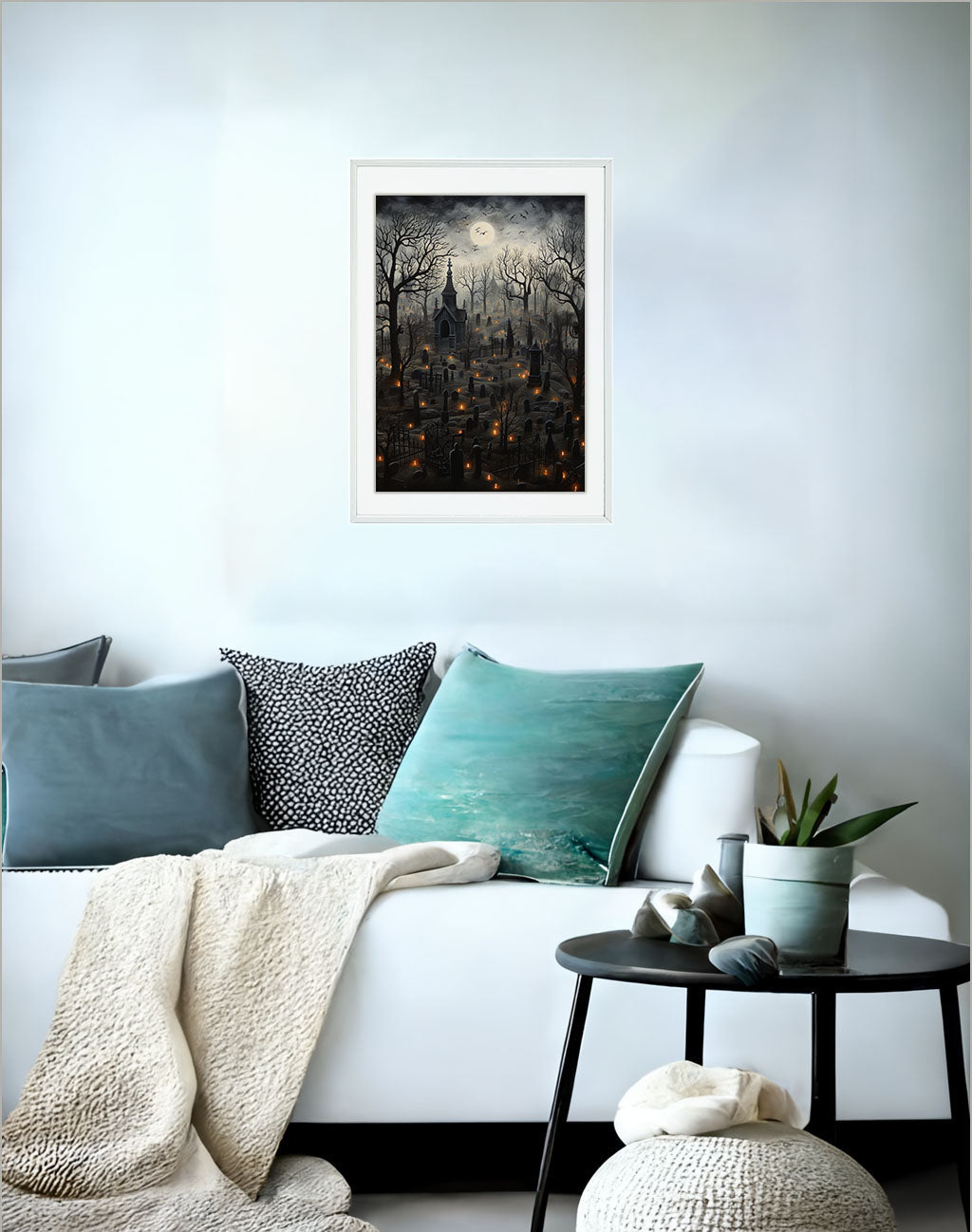 ハロウィンのアートポスターソファ配置イメージ