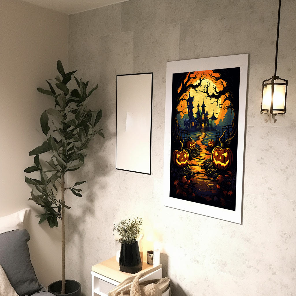 ハロウィンのアートポスター廊下配置イメージ