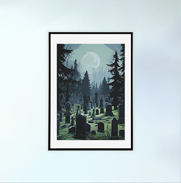 ハロウィンのアートポスター黒フレームあり