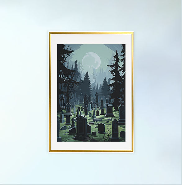 ハロウィンのアートポスター金フレームあり