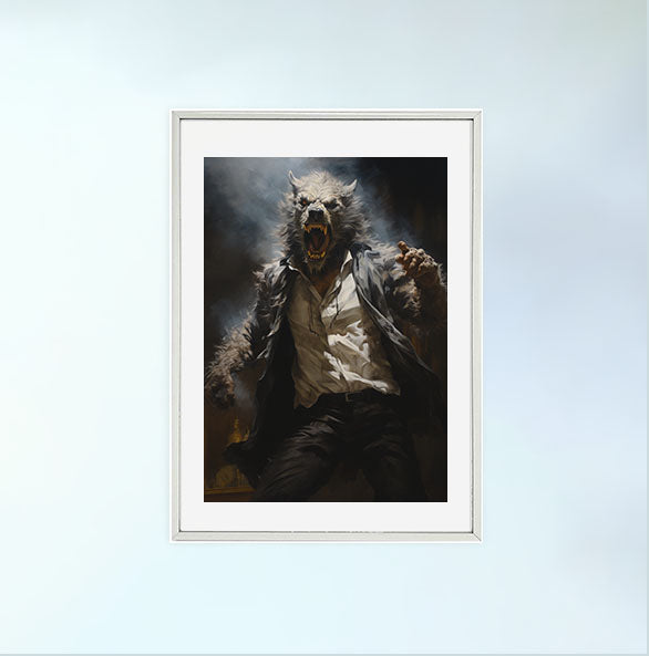 ハロウィンのアートポスター銀フレームあり