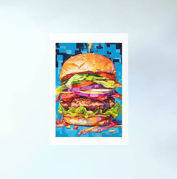ハンバーガーのアートポスター原画のみ設置イメージ