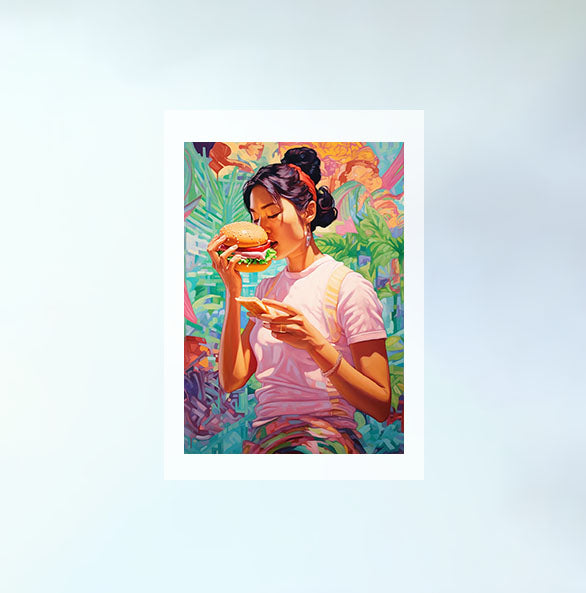 ハンバーガーのアートポスター原画のみ設置イメージ
